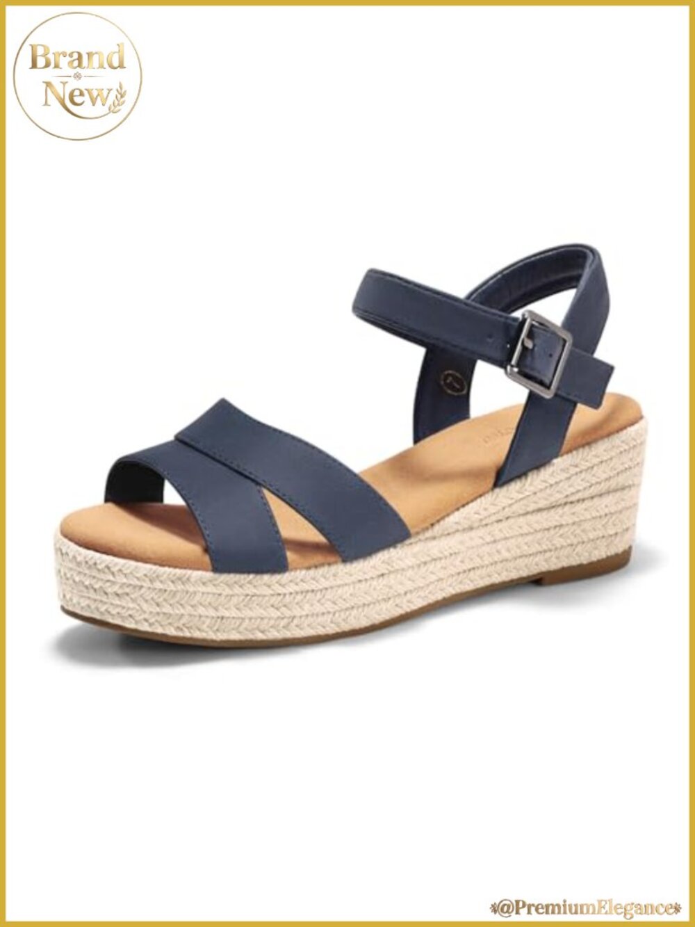 Coutgo Womens Wedge Platform Sandals Espadrille Heels Open Toe Buckle Ankle